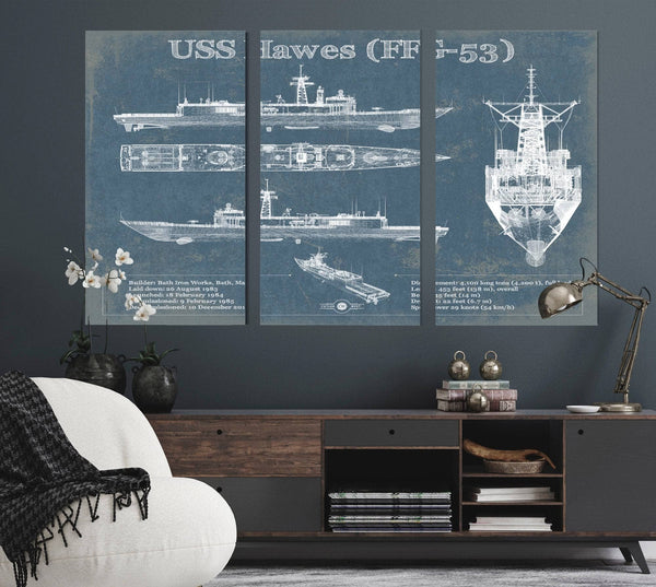 Cutler West USS Hawes (FFG-53) Blueprint Original Military Wall Art - Customizable