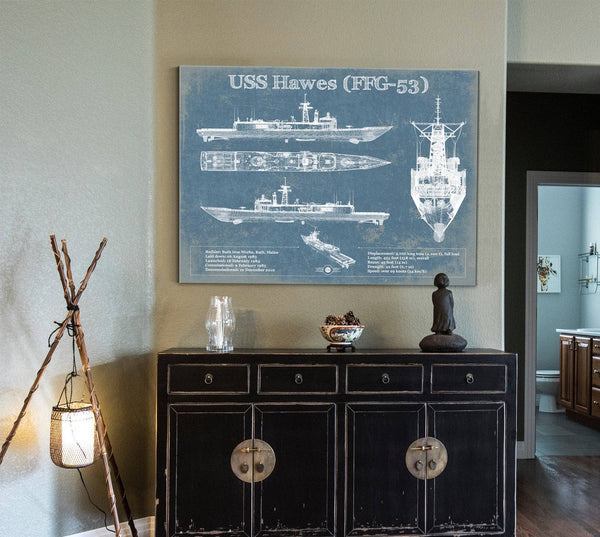 Cutler West USS Hawes (FFG-53) Blueprint Original Military Wall Art - Customizable