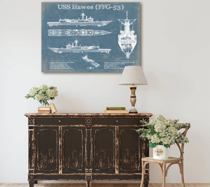 Cutler West USS Hawes (FFG-53) Blueprint Original Military Wall Art - Customizable