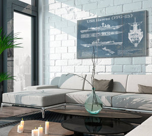Cutler West USS Hawes (FFG-53) Blueprint Original Military Wall Art - Customizable