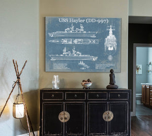 Cutler West USS Hayler (DD-997) Blueprint Original Military Wall Art - Customizable