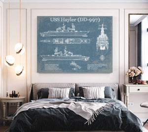 Cutler West USS Hayler (DD-997) Blueprint Original Military Wall Art - Customizable
