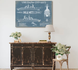 Cutler West USS Hayler (DD-997) Blueprint Original Military Wall Art - Customizable