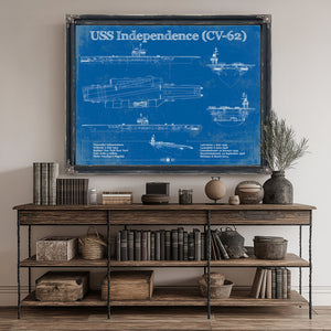 USS Independence Aircraft Carrier Print canvas print size guide 24x18 36x24 48x36 inches