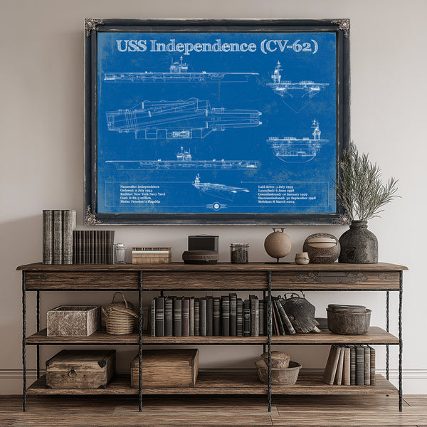 USS Independence Aircraft Carrier Print canvas print size guide 24x18 36x24 48x36 inches