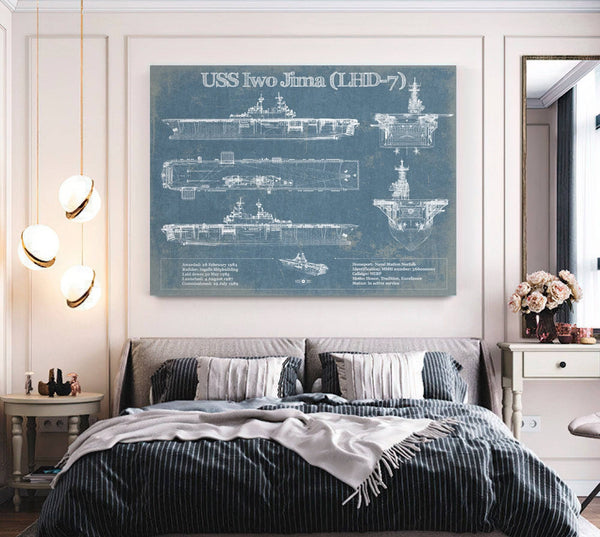 Cutler West USS Iwo Jima (LHD-7) (USS Iwo Jima) Blueprint Original Military Wall Art - Customizable