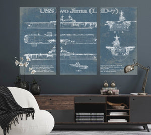 Cutler West USS Iwo Jima (LHD-7) (USS Iwo Jima) Blueprint Original Military Wall Art - Customizable