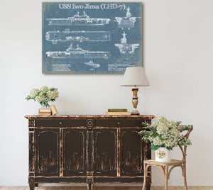 Cutler West USS Iwo Jima (LHD-7) (USS Iwo Jima) Blueprint Original Military Wall Art - Customizable