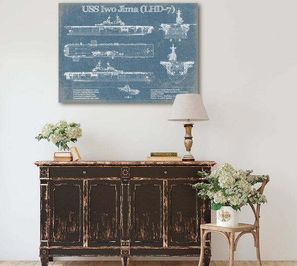 Cutler West USS Iwo Jima (LHD-7) (USS Iwo Jima) Blueprint Original Military Wall Art - Customizable
