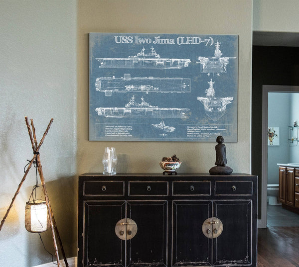 Cutler West USS Iwo Jima (LHD-7) (USS Iwo Jima) Blueprint Original Military Wall Art - Customizable