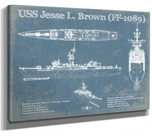 14" x 11" / Stretched Canvas Wrap Cutler West USS Jesse L. Brown (FF-1089) Original Military Wall Art - Customizable