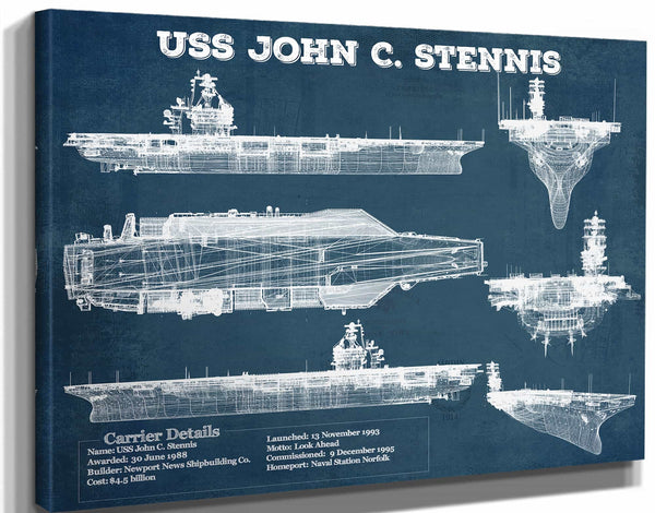 Cutler West USS John C Stennis (CVN-74) Aircraft Carrier Blueprint Original Military Wall Art - Customizable