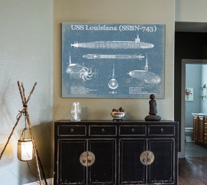 Cutler West USS Louisiana (SSBN-743) Blueprint Original Military Wall Art - Customizable