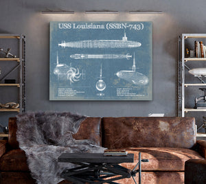 Cutler West USS Louisiana (SSBN-743) Blueprint Original Military Wall Art - Customizable