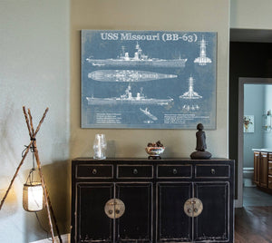 Cutler West USS Missouri (BB-63) Blueprint Original Military Wall Art - Customizable