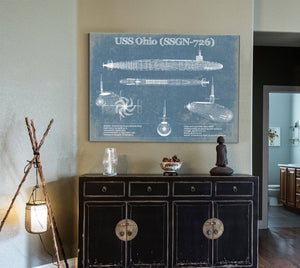 Cutler West USS Ohio (SSGN-726) Blueprint Original Military Wall Art - Customizable