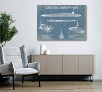 Cutler West USS Ohio (SSGN-726) Blueprint Original Military Wall Art - Customizable