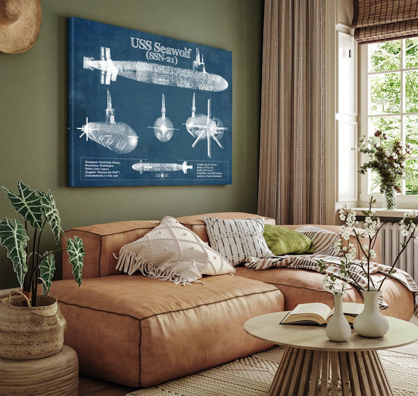 Cutler West USS Seawolf (SSN-21) Blueprint Original Military Wall Art