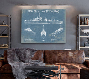 Cutler West USS Stormes (DD-780) Allen M. Sumner-class Destroyer Blueprint Original Military Wall Art