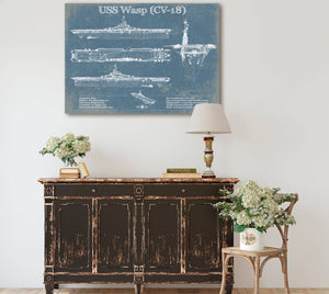 Cutler West USS Wasp (CV-18) Aircraft Carrier Blueprint Original Military Wall Art - Customizable