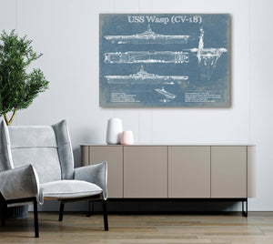 Cutler West USS Wasp (CV-18) Aircraft Carrier Blueprint Original Military Wall Art - Customizable