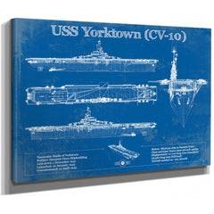 USS Yorktown (CV-10) Aircraft Carrier Print as a stretched canvas wrap with gallery wrapped edges