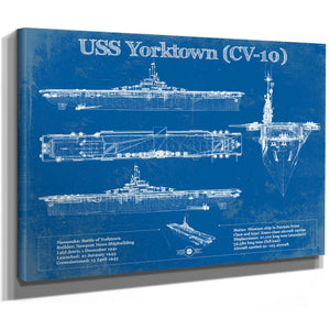 USS Yorktown (CV-10) Aircraft Carrier Print as a stretched canvas wrap with gallery wrapped edges
