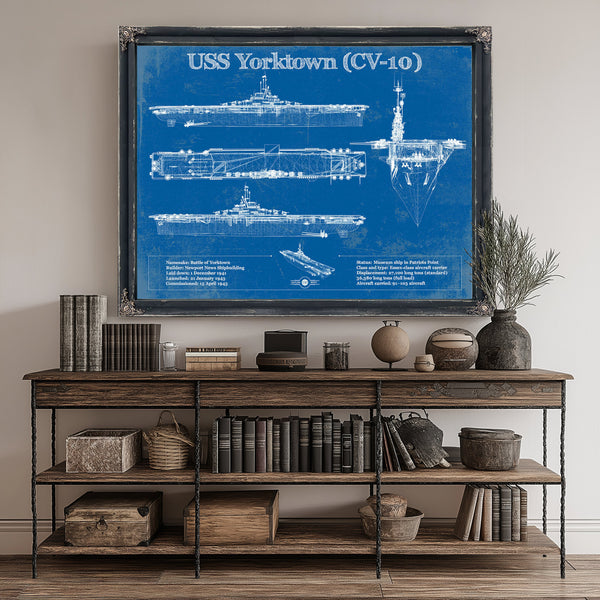 USS Yorktown (CV-10) Aircraft Carrier Print canvas print size guide 24x18 36x24 48x36 inches