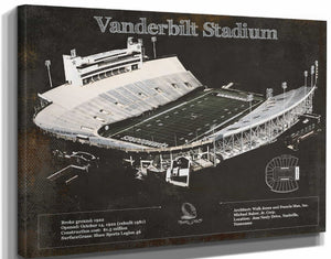 14" x 11" / Stretched Canvas Wrap Cutler West Vanderbilt Commodores Football Art - Vanderbilt Stadium Wall Art