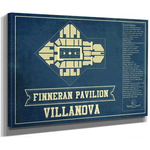Villanova Wildcats - Finneran Pavilion Seating Chart - Print as a stretched canvas wrap with gallery wrapped edges