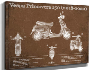 14" x 11" / Stretched Canvas Wrap Cutler West Vintage 2018 - 2020 Vespa Primavera 150 Patent Print