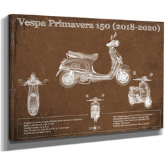 2018 - 2020 Vespa Primavera 150 Print as a stretched canvas wrap with gallery wrapped edges