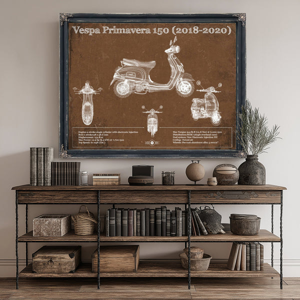 2018 - 2020 Vespa Primavera 150 Print canvas print size guide 24x18 36x24 48x36 inches