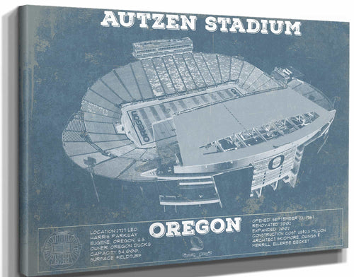 14" x 11" / Stretched Canvas Wrap Cutler West Vintage Autzen Stadium - Oregon Ducks Football Print