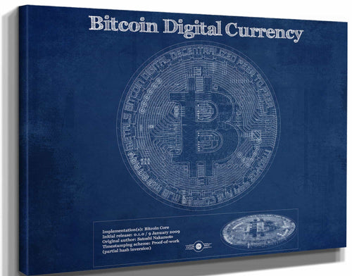 14" x 11" / Stretched Canvas Wrap Cutler West Vintage Bitcoin Wall Art Print