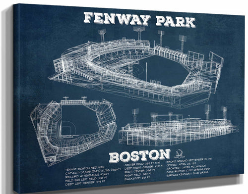14" x 11" / Stretched Canvas Wrap Cutler West Vintage Boston Red Sox - Vintage Fenway Park Baseball Print
