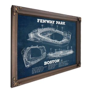 Boston Red Sox - Fenway Park Stadium Print in a Bourbon stained wood frame with antique gold corners