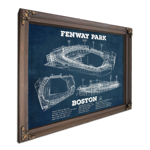 Boston Red Sox - Fenway Park Stadium Print in a Bourbon stained wood frame with antique gold corners