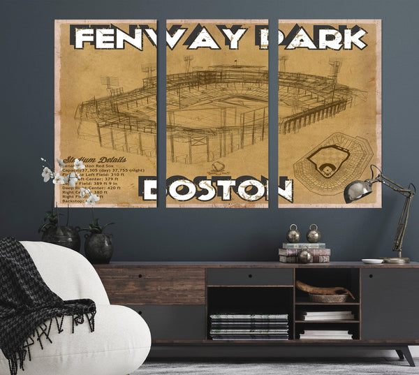 Cutler West Vintage Brown Boston Red Sox - Vintage Fenway Park Baseball Print