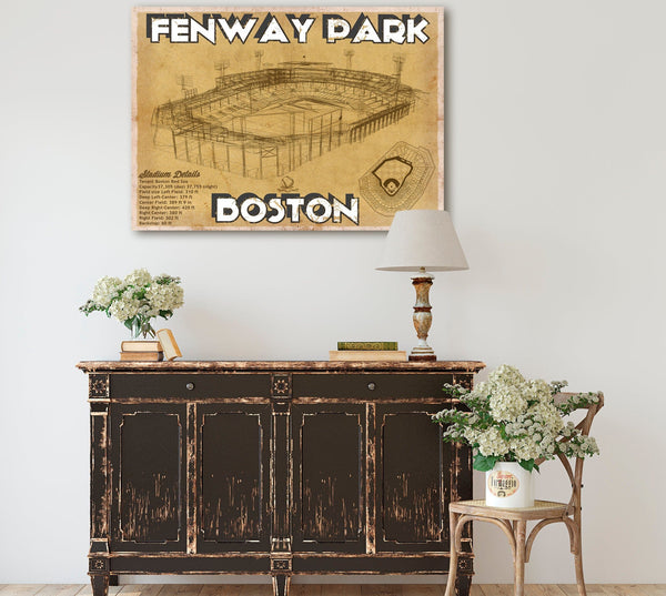 Cutler West Vintage Brown Boston Red Sox - Vintage Fenway Park Baseball Print