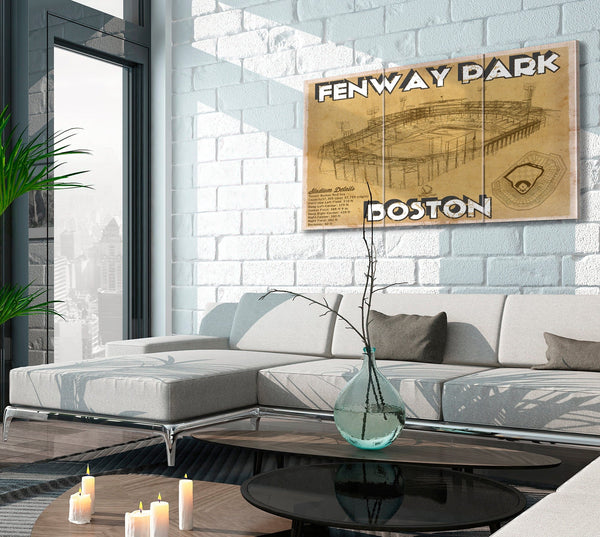 Cutler West Vintage Brown Boston Red Sox - Vintage Fenway Park Baseball Print