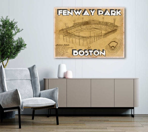 Cutler West Vintage Brown Boston Red Sox - Vintage Fenway Park Baseball Print