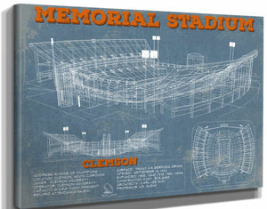 14" x 11" / Stretched Canvas Wrap Cutler West Vintage Clemson Tigers - Memorial Stadium Football Print