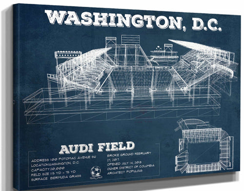 14" x 11" / Stretched Canvas Wrap Cutler West Vintage D.C. United Audi Field MLS Soccer Print
