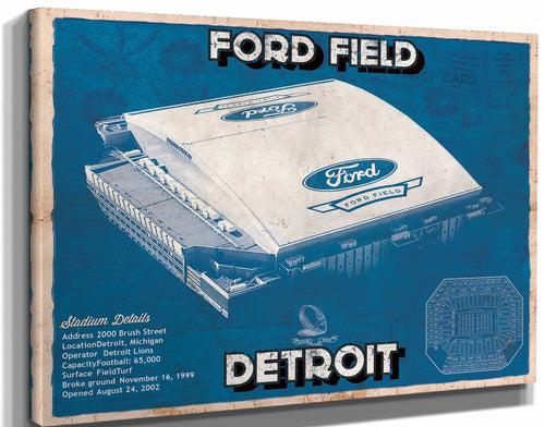 14" x 11" / Stretched Canvas Wrap Cutler West Vintage Detroit Lions Ford Field Wall Art