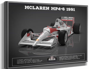 14" x 11" / Stretched Canvas Wrap Cutler West Vintage F1 McLaren MP46 1991 Formula One Race Car Print