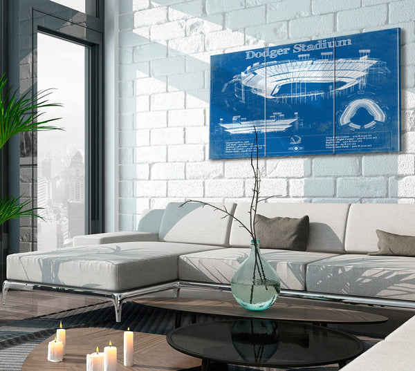 Cutler West Vintage LA Dodgers Stadium Blueprint Baseball Print