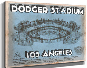 14" x 11" / Stretched Canvas Wrap Cutler West Vintage LA Dodgers Stadium Blueprint Baseball Print