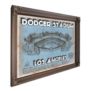 LA Dodgers Stadium Print in a Bourbon stained wood frame with antique gold corners