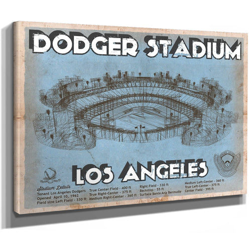 LA Dodgers Stadium Print as a stretched canvas wrap with gallery wrapped edges